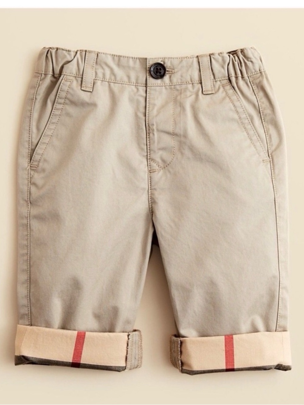 Burberry children Beige khaki pants with plaid cuff size 3Y